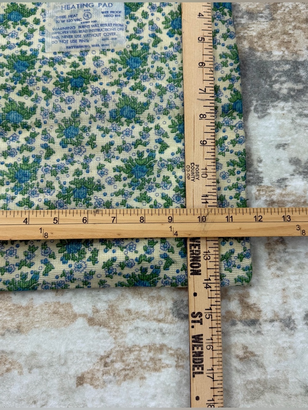 Vintage electric heating pad 12” x 14” WORKS blue green floral - Picture 5 of 9